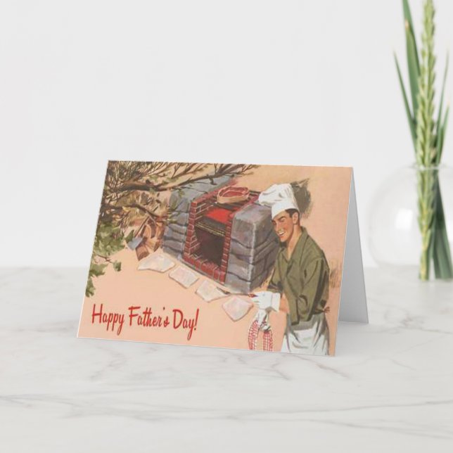 Carte Papa Barbeque BBQ Rétro Annonce Fête des pères Vin (Devant)