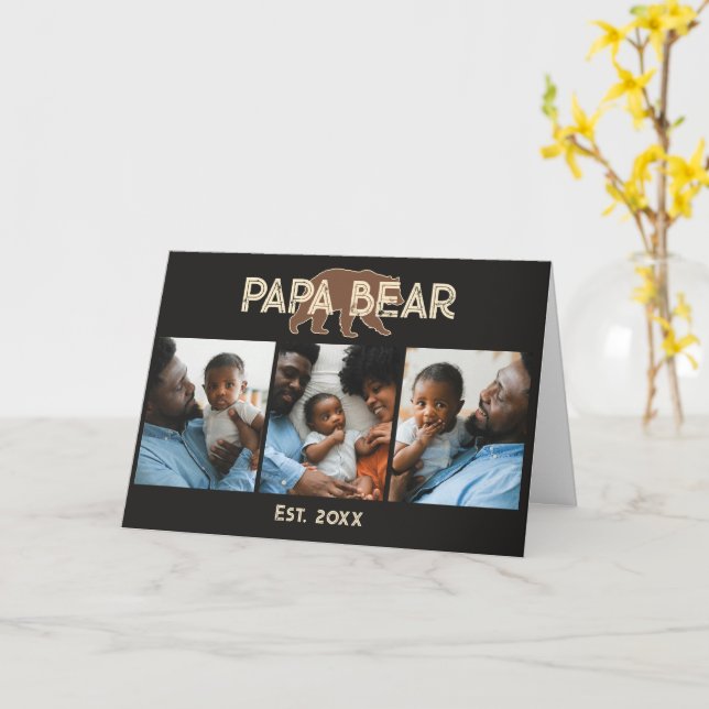 Carte Papa Bear Année de fondation 3 Photo (Fleur jaune)