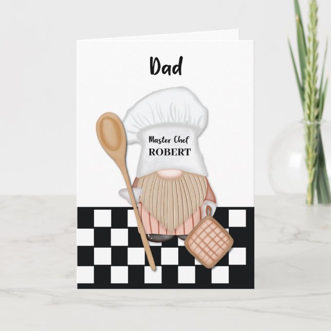 Carte Papa Birthday Whimsical Gnome Chef Cuisine (Devant)
