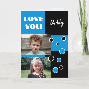 Carte Papa bleu et noir photo voeux d'anniversaire