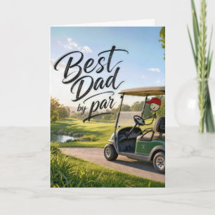 Carte Papa Bonhomme Allumette Golfeur dans un Chariot de