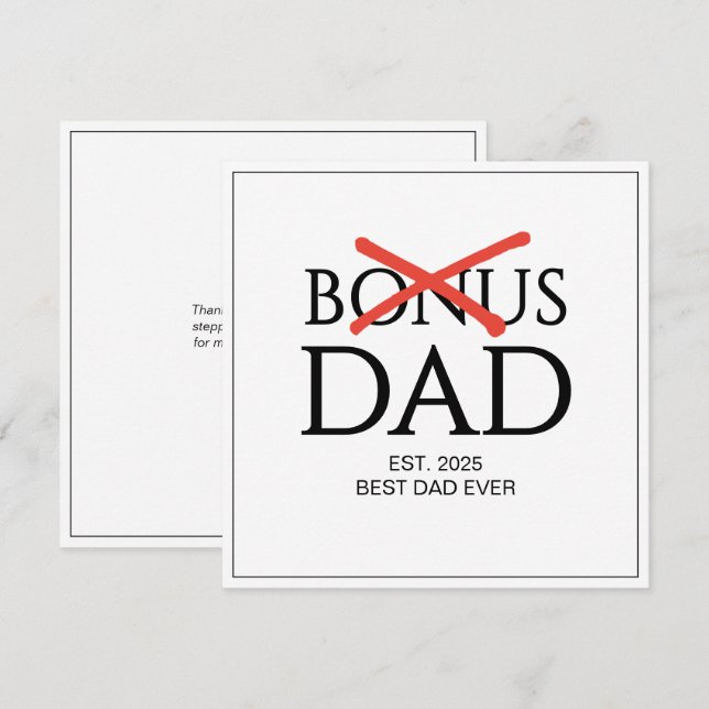 Carte PAPA BONUS Accepté Fête des Pères établie (Devant / Derrière)