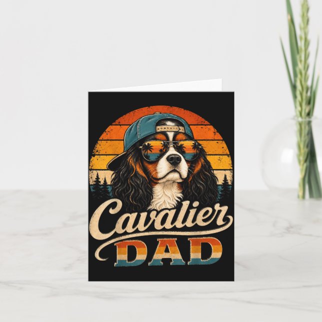Carte Papa Cavalier Cavalier King Charles Spaniel Vintag (Devant)