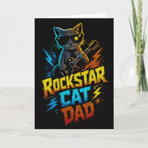 Carte Papa Chat Rockstar Amoureux de Guitare
