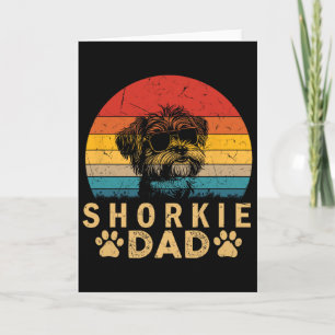 Carte Papa Chien Shorkie Cool Vintage Amoureux de la Pat