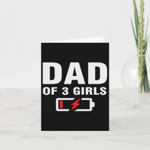 Carte Papa De 3 Filles Fête des pères Plaisanterie Dit P