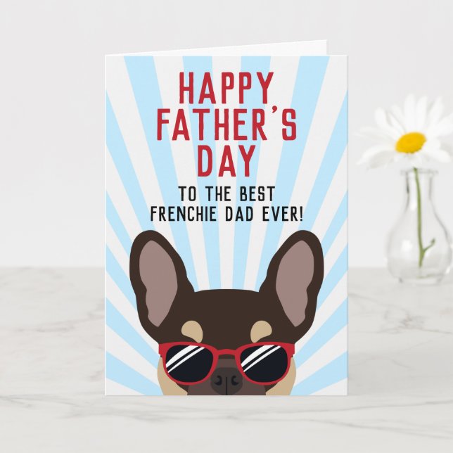 Carte Papa de la Fête des Pères Bouledogue Français marr (Petite plante)