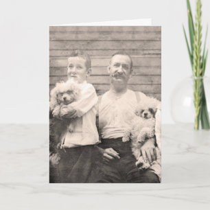 Carte Papa de la fête des Pères vintage et papa de chien
