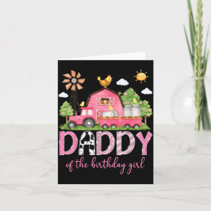 Carte Papa de la fille d'anniversaire Ferme de vache ros