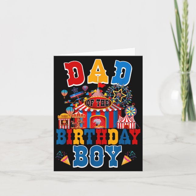 Carte Papa de l'anniversaire pour garçon thème cirque ca (Devant)