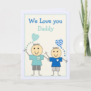 Carte Papa de petits garçons voeux d'anniversaire