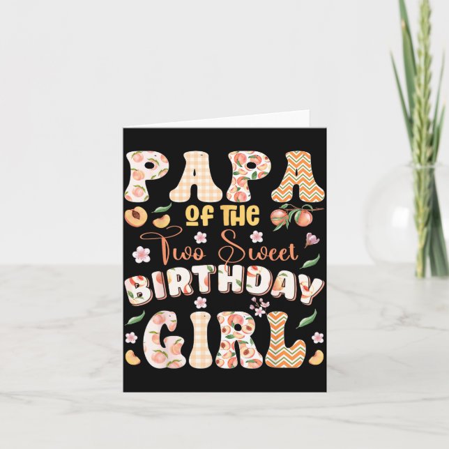 Carte Papa des deux douce 2e anniversaire fille Peach (Devant)