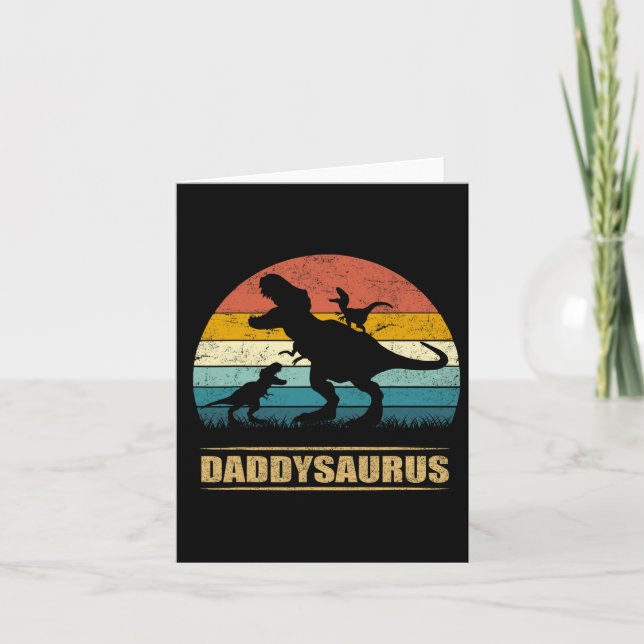 Carte Papa Dinosaure Daddysaurus 2 Deux Enfants Drôle de (Devant)