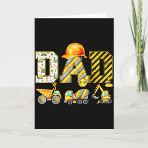 Carte Papa drôle construction excavatrice enfants tenue