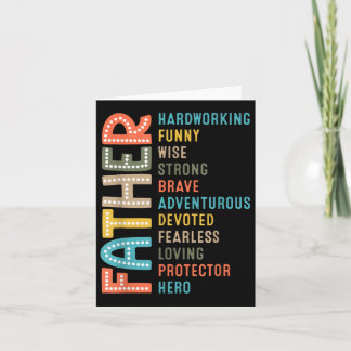 Carte Papa dur travailler fort Brave Protecteur Héros Pè
