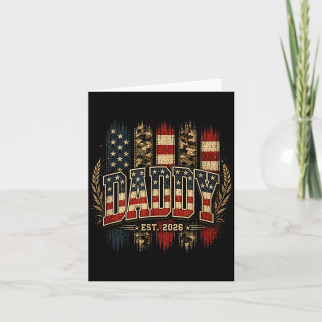 Carte Papa Est 2026 Drapeau Fête Des Pères Fier De La Fa (Devant)