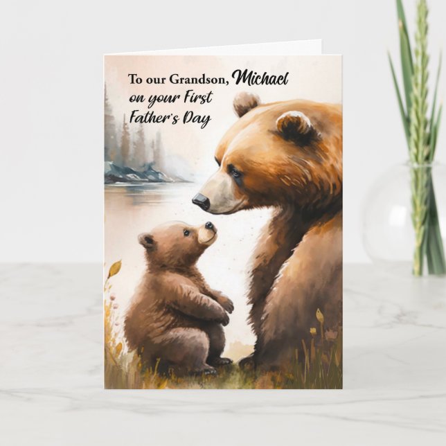 Carte Papa et bébé ours de première Fête des pères (Devant)