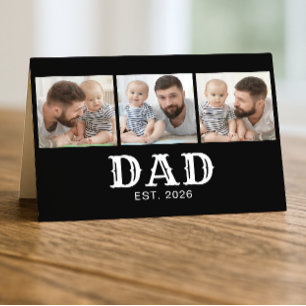 Carte Papa Établi 3-Photo Noir Blanc Fête des Pères