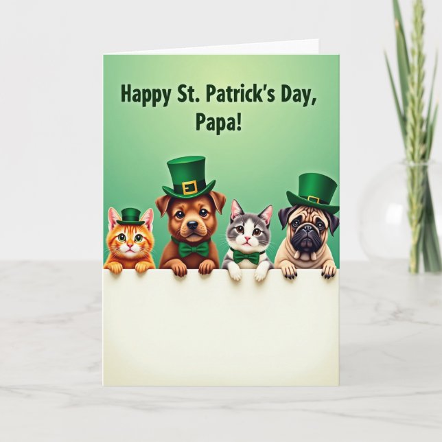 Carte Papa Fête de Patrick pour Animaux Mignons (Devant)