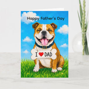 CARTE  PAPA FÊTE DES PÈRES ADORABLE BOULEDOGUE ANGLAIS 