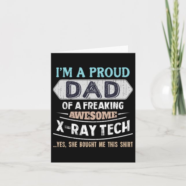 Carte Papa fièrement papa d'une fille technologue en rad (Devant)