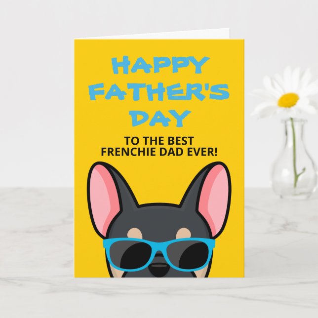 Carte Papa français Fête des pères Bouledogue français n (Petite plante)