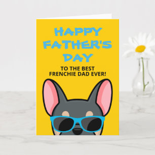 Carte Papa Frenchie Fête des Pères Bleu Tanné Bouledogue