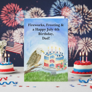 Carte Papa gâteau d'anniversaire du 4 juillet Aigle amér