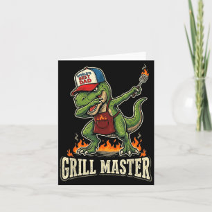 Carte Papa Grillant Au Barbecue Dinosaure Drôle Fête Des