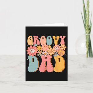 Carte Papa Groovy Rétro Fête des Pères Signe de Paix Col
