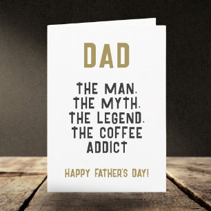 Carte Papa Homme Mythe Légende Accro au Café Drôle 