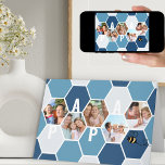 Carte Papa Honeycomb Photo Collage 5 Photo Birthday Card<br><div class="desc">Honeycomb photo greeting card - editable for any 4 letter name, such as PAPA and, to suit any occasion such as birthday, father's day, note card, thank you etc. You can also upload 5 of your favorite photos which are displayed as hexagon shape photo collage. The honeycomb geometric pattern is...</div>