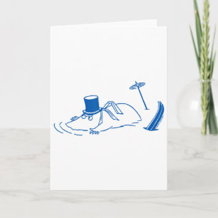 Carte Papa Moomin bleu en ski coincé dans la neige Jeux
