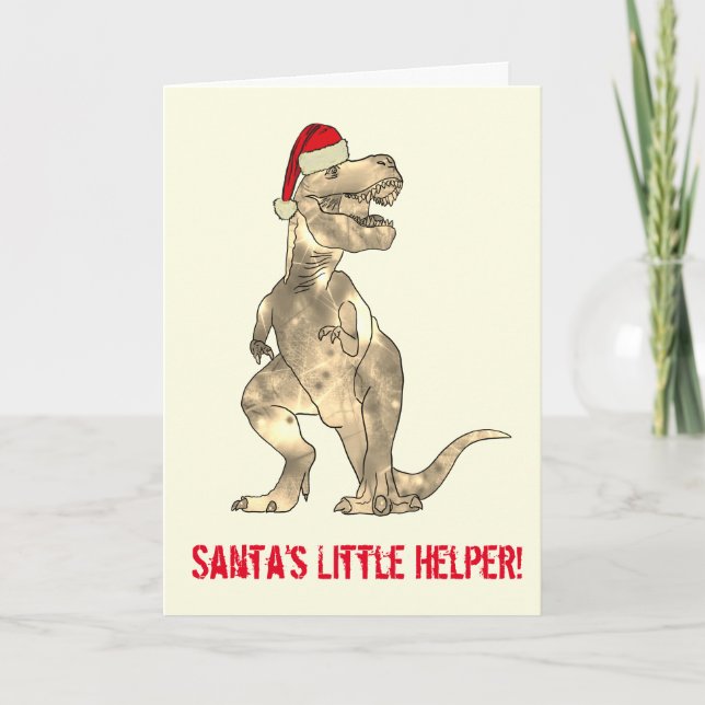 Carte Papa Noël T-Rex citation (Devant)