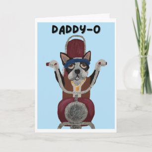 Carte Papa-O Bonne Fête des Pères Boston Terrier Motard