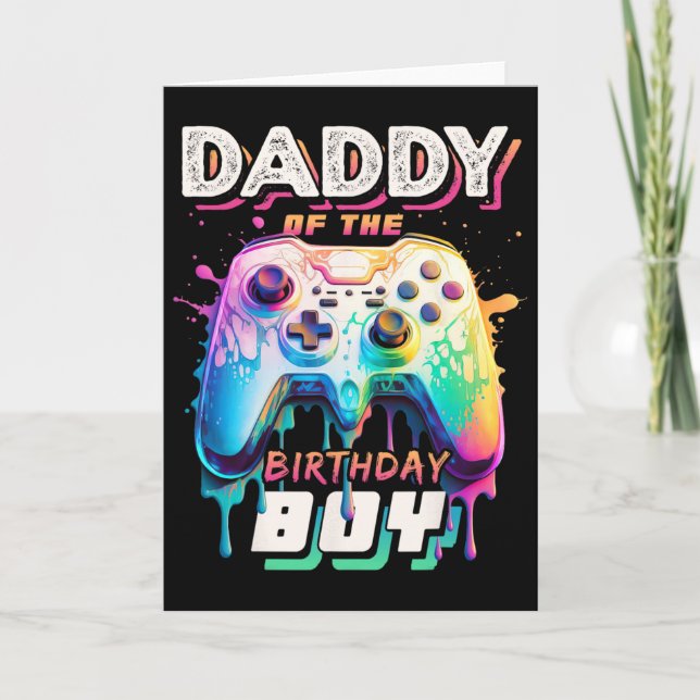 Carte Papa Of Anniversaire Garçon Matching Vidéo Jeu Bir (Devant)