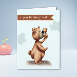 Carte Papa Ours avec Bébé Père Personnalisé Anniversaire