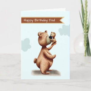 Carte Papa Ours avec Bébé Père Personnalisé Anniversaire