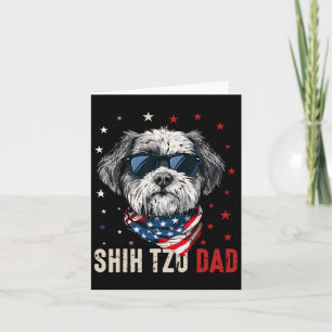 Carte Papa Shih Tzu drôle Usa Stars 4 juillet Fête des p