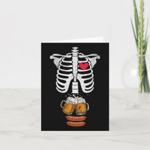 Carte Papa Skeleton Halloween Bière Saucisse Drôle Pregn