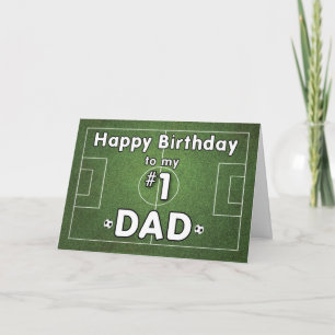 Carte Papa Soccer Anniversaire avec terrain d'herbe et b