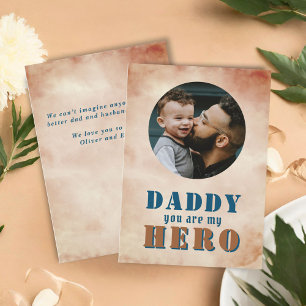 Carte Papa tu es mon Héros Photo de Papa Fête des Pères