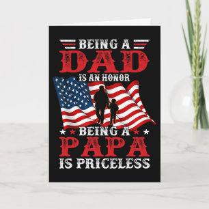 Carte Papa Vintage Drapeau Américain Fête des Pères 4 Ju