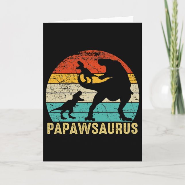 Carte Papawsaurus Rex Papaw Dinosaure 2 Enfants Fête des (Devant)