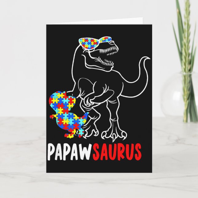 Carte Papawsaurus T Rex Dinosaure Autisme Sensibilisatio (Devant)