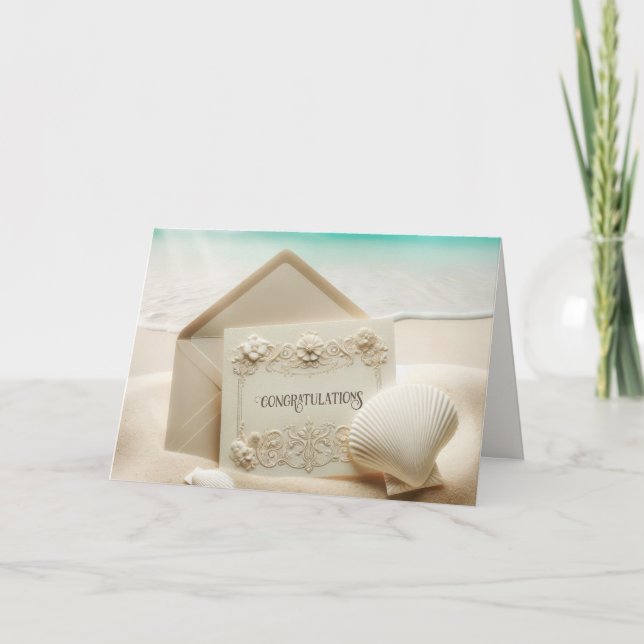 Carte Papeterie mariage Félicitations À Beach Sand (Devant)