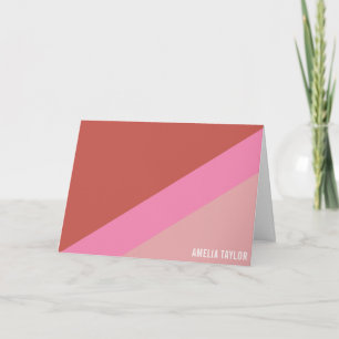 Carte Papeterie personnalisée Rose Rétro et Rouge Nom