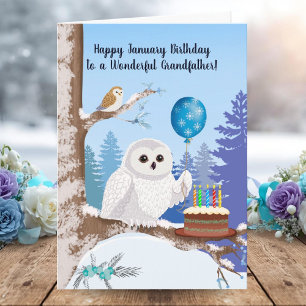 Carte Papi Joyeux Anniversaire de janvier Chouette Harfa