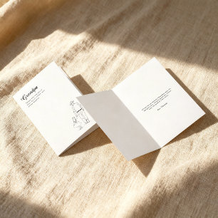Carte Papi par petite-fille dessin au trait minimaliste