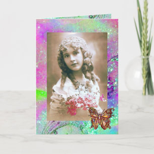 CARTE PAPIER À LETTRE PAPILLON EN PAILLETTES D'OR